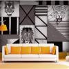 XLMING Abstract Lion and Leopard Geometric 3D Wallpaper, Silk-Finish Wall Mural for Dining Room, Bedroom, Living Room, Sofa or TV Background, 200 x 140 cm view 1