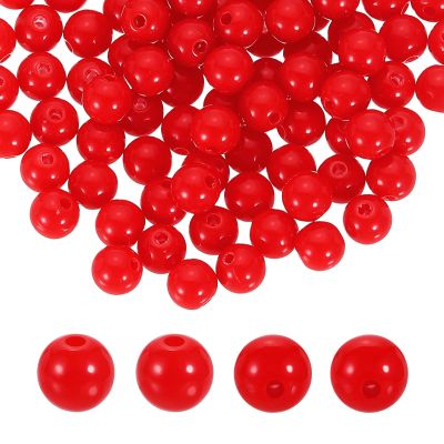 QUARKZMAN 200-Piece Round Red Acrylic Beads, 8 mm Diameter