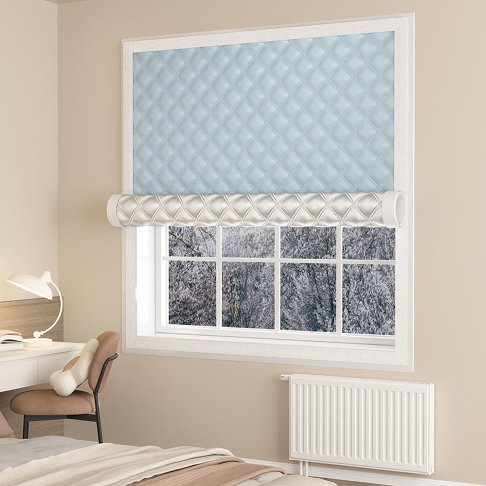 Thermal Window Cover, Insulating Oxford-Fabric Window Cover for Winter, Blue, 140 x 150 cm