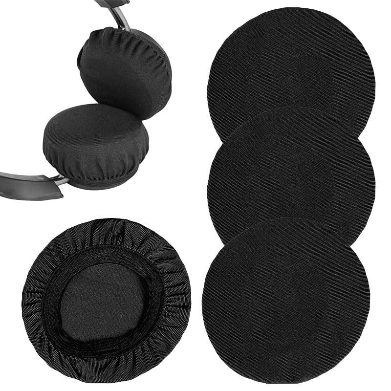 Vmoomax Washable Stretchable Headphone Ear Cushion Covers, 6–8.5 cm, Black, 4 Pieces