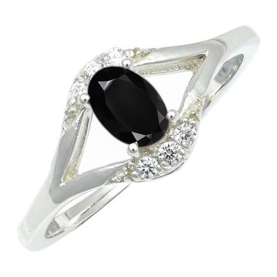 SILVERTROVE Silver-Plated Black Onyx Band Ring for Men and Women