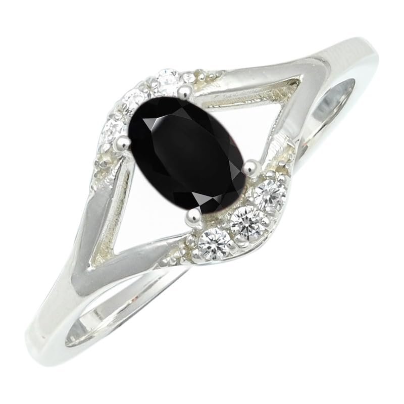 SILVERTROVE Silver-Plated Black Onyx Band Ring for Men and Women
