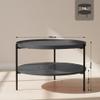 CLP Round Corbitan Wooden Coffee Table, 2-Tier Sofa Table with Storage, Small Side Table with Black Metal Frame, Gray, 80 cm view 2
