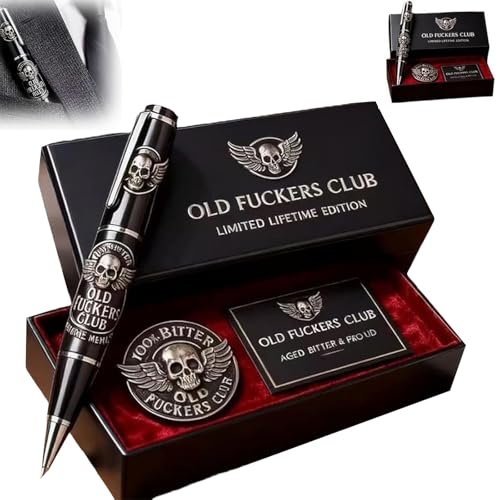 Frenaki Old F*ckers Club Limited Edition Pen, Black Metal Premium Pen with Card and Badge, 1 pc