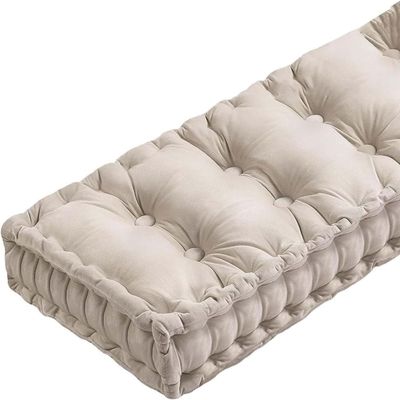 8–10 cm Thick Velvet Bench Cushion, Milk White, 60 x 30 x 10 cm
