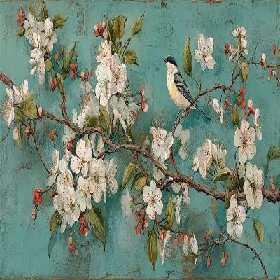 5D Diamond Painting Kit for Adults, Floral Birds, Retro XXL 300 x 100 cm