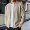 Foweknow Men's Knit Cardigan Jacket with Crew Neck and Zipper view 2