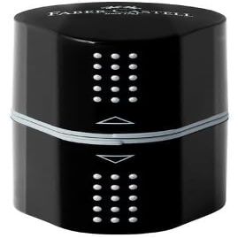 FABER-CASTELL Grip 2001 Triple Pencil Sharpener with Container, for 8–10 mm Diameters, Black (1 Count)