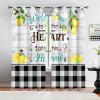 VELOMEA Rustic Country Checkered Lemon Kitchen Curtains, White Black Yellow, Light-Blocking 2-Piece Set, 140 x 160 cm view 1