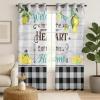 VELOMEA Rustic Country Checkered Lemon Kitchen Curtains, White Black Yellow, Light-Blocking 2-Piece Set, 140 x 160 cm view 3