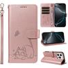 Ymyhyuxi Phone Case for Samsung Galaxy A06 (4G/5G), Wallet, Magnetic Closure, Card Holder, Leather Case, Embossed Cat Brings Good Luck Design (Rose Gold) view 1
