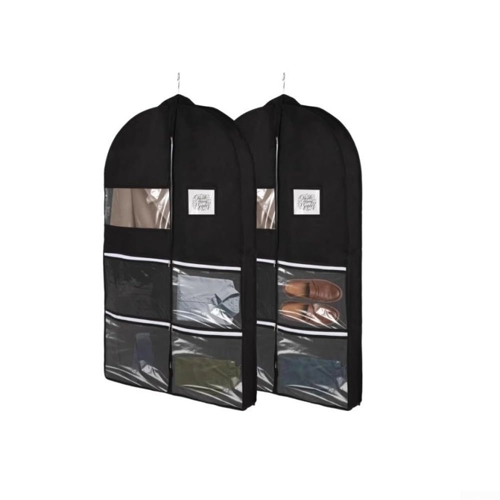 Set of 2 Dustproof Clothing Storage Bags with Transparent Window