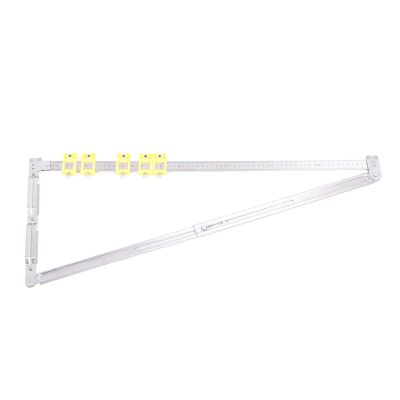 Hyuduo Folding Locator Ruler, Stainless Steel Hole Drilling Ruler with 5 Sliders, 2-in-1 Connector for Woodworking and Craft Projects, Adjustable Portable Measuring Tool