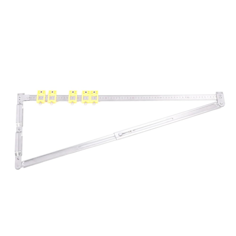 Hyuduo Folding Locator Ruler, Stainless Steel Hole Drilling Ruler with 5 Sliders, 2-in-1 Connector for Woodworking and Craft Projects, Adjustable Portable Measuring Tool