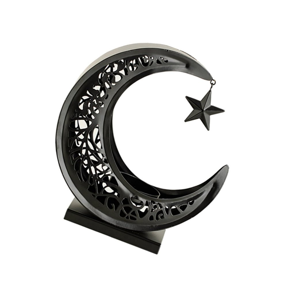 Laikoutd Stainless Steel Moon-Shaped Metal Tealight Holder