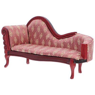 1:12 Miniature Wooden Chaise Lounge for Dollhouses