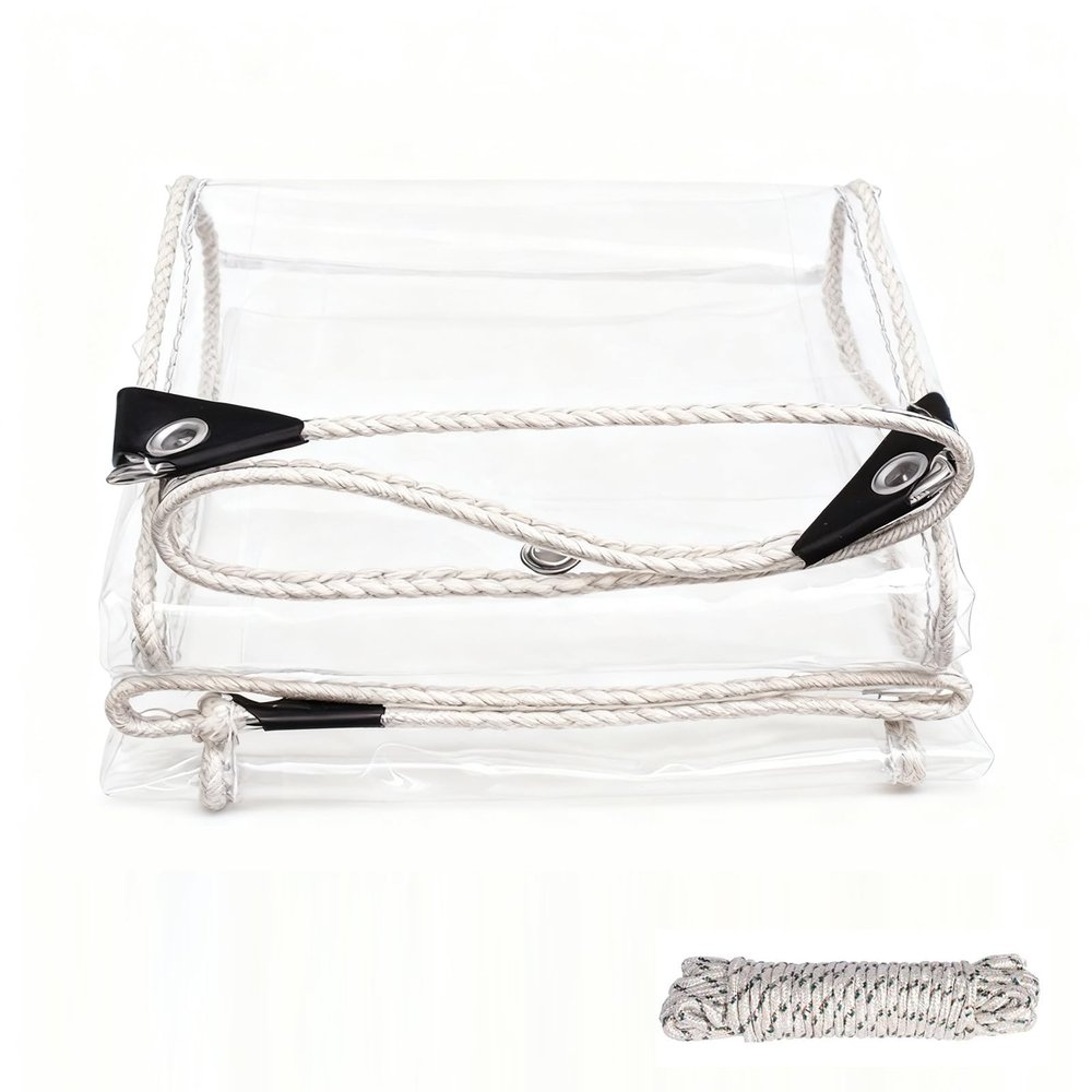 Clear PVC Tarp 145 x 250 cm with Grommets and Rope