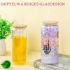 Cosictic 20 oz Glass Snow Globe Tumblers, 591 mL, Double-Wall, Pre-Drilled Hole with Plugs, 6-Pack view 2