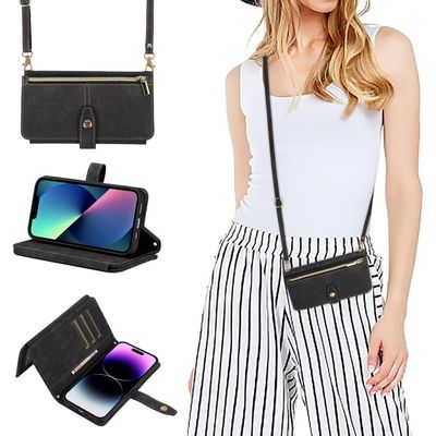 Wallet Crossbody Case for Samsung Galaxy A07, Black