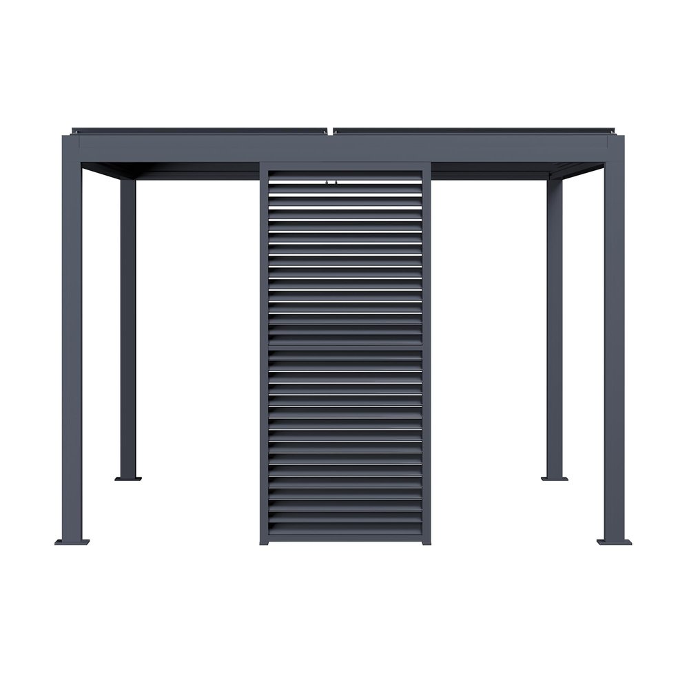 PURPLE LEAF Pergola Accessory 1-Piece Set Louvered Wall Panel for 3 m, Gray