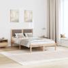 Homgoday Solid Pine Bed Frame with Upholstered Headboard, Taupe, British Double, Modern Style, Model 878202 view 4