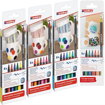 edding 4200 Porcelain Brush Pens (18-Piece Complete Set) (Assorted, 24-Piece Set)