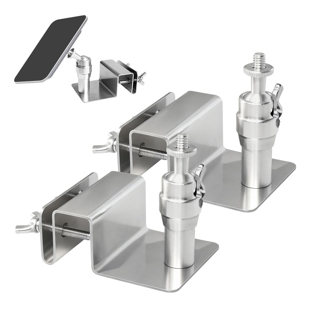 Gutter Mount for Eufy and Arlo Solar Panels, Adjustable Stainless Steel, 360° Swivel and 180° Tilt