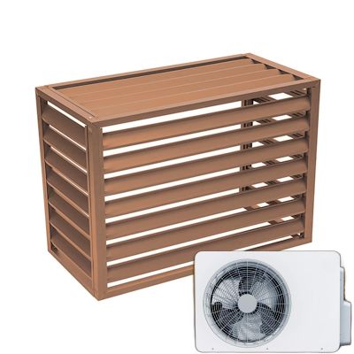 Unmjgybc Air Conditioner Cover for Outdoor Units, Weather and Sound Protection, Powder-Coated Aluminum, Modern Louvre Design, Apricot, Slat Top, 120×70×150 cm (5P)