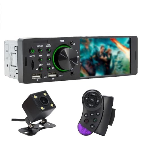 LICAEVEY Bluetooth Car Stereo, Single-DIN with 4-Inch Screen, Wireless Android Auto and 1080P Rearview Camera