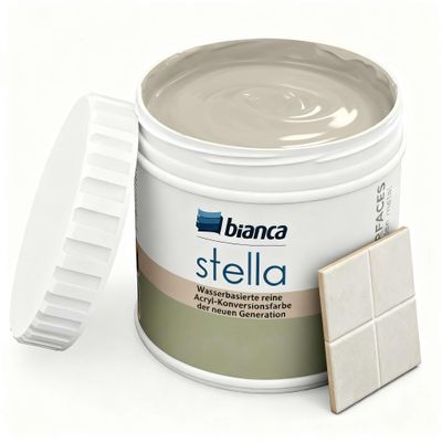 Bianca Stella Tile Paint, No Sanding Required – Water-Based Scented Tile Coating for Bathroom, Kitchen, Floor and Wall Tiles, Cappuccino, Glossy, Scratch-Resistant, High-Coverage, 500 ml