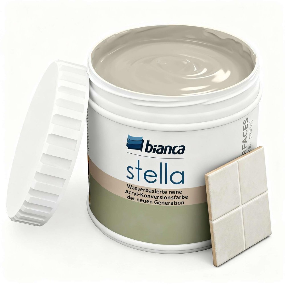 Bianca Stella Tile Paint, No Sanding Required – Water-Based Scented Tile Coating for Bathroom, Kitchen, Floor and Wall Tiles, Cappuccino, Glossy, Scratch-Resistant, High-Coverage, 500 ml