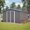 LARFOEK XXXL Metal Garden Shed 300 x 252 x 191 cm with Gable Roof and Double Doors, Gray view 1