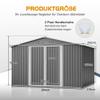 LARFOEK XXXL Metal Garden Shed 300 x 252 x 191 cm with Gable Roof and Double Doors, Gray view 2