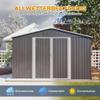 LARFOEK XXXL Metal Garden Shed 300 x 252 x 191 cm with Gable Roof and Double Doors, Gray view 3