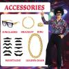 Men's 1970s Rave Party Hippie Costume Set, 18-Piece, Style C, XL view 2