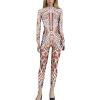 Caxndycing Women's Mecha Skeleton 3D Print Long-Sleeve Skinny Catsuit view 1