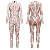 Caxndycing Women's Mecha Skeleton 3D Print Long-Sleeve Skinny Catsuit view 2