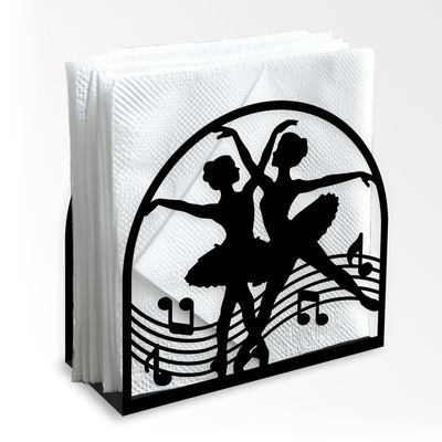 Doodlream Metal Napkin Holder, 13.5 x 12.5 x 5 cm, Black Ballerina Design