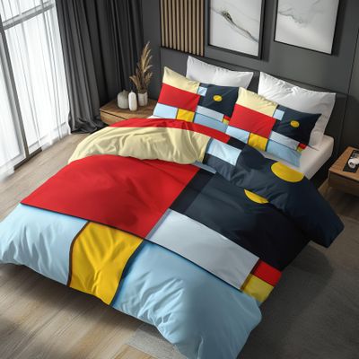 Geometric Reversible Duvet Cover Set, 200 x 200 cm, 3-Piece