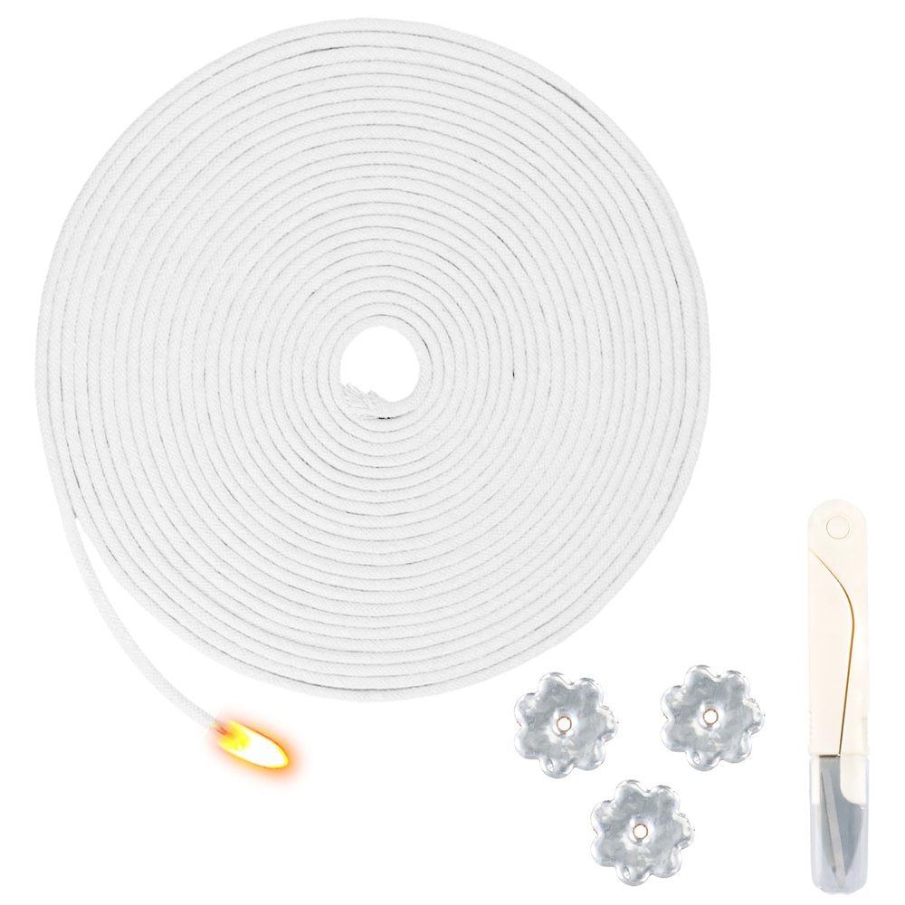 Culinavog 10 m Oil Lamp Wick Roll, 4 mm Cotton Wick with Scissors