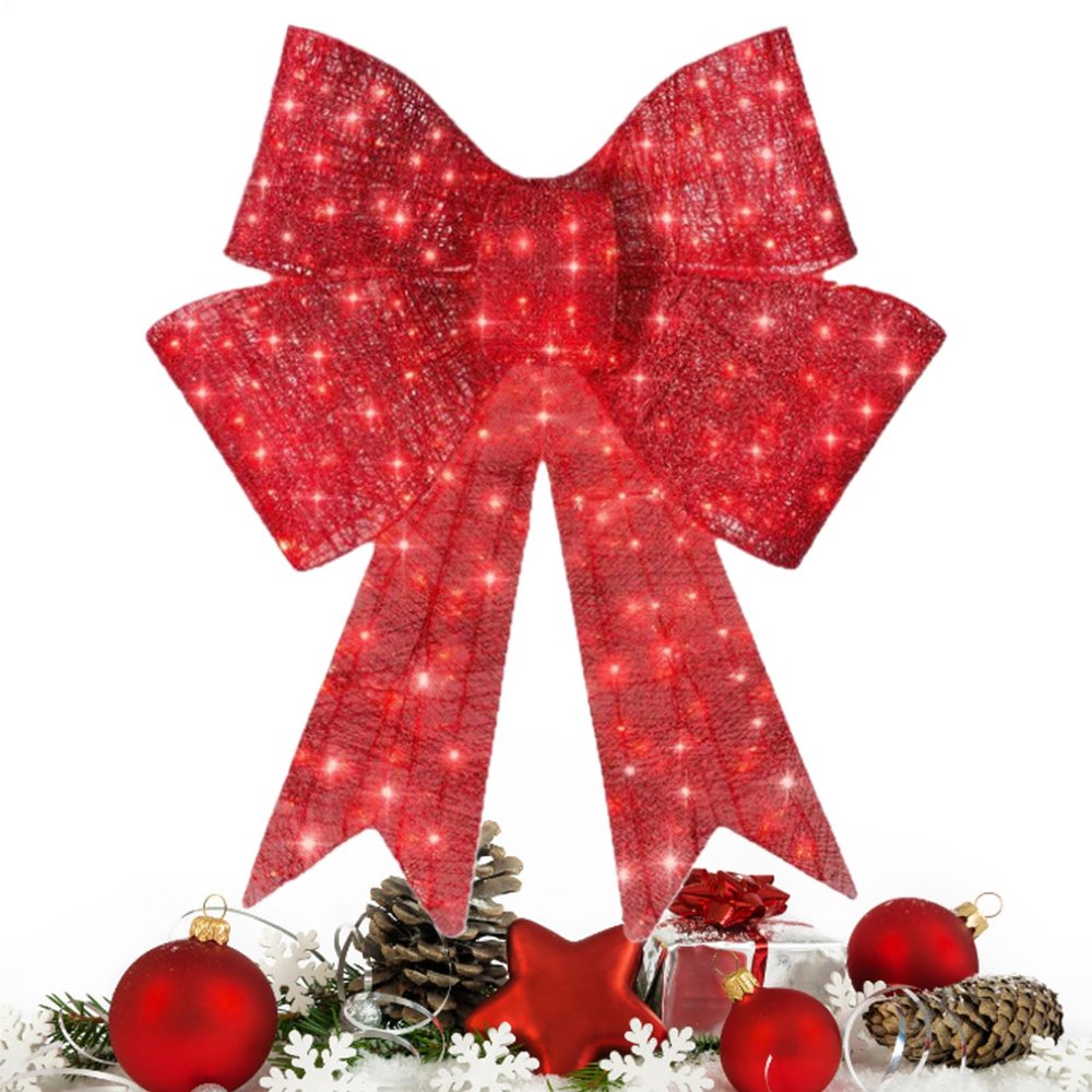 50 cm Illuminated Red Christmas Wreath for Front Door