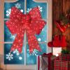50 cm Illuminated Red Christmas Wreath for Front Door view 2