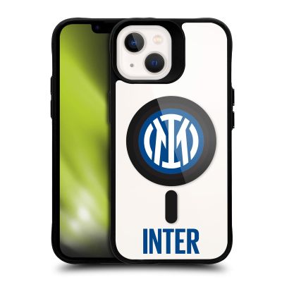 Head Case Designs Official Inter Milan Crest Black Shockproof Bumper Case [Military-Grade Protection] for Apple iPhone 13, MagSafe Compatible