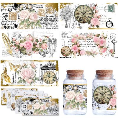 PRESSINART 5 Sheets, 5 Styles UV DTF Cup Wrap Stickers, Vintage Paris Memories Design for 16 oz Glasses