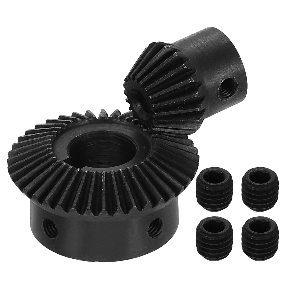 sourcing map 2-Piece Bevel Gear Set, Module 1, 1:2 Ratio (20T/40T), 90° Drive, 5/14 mm Keyway Bore