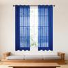 XUEXIAOH Sheer Eyelet Curtain 150 x 130 cm, Linen Look, Dark Blue view 1