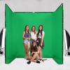 Photography Backdrop Stand with Green Cloth, Foldable, Black view 2