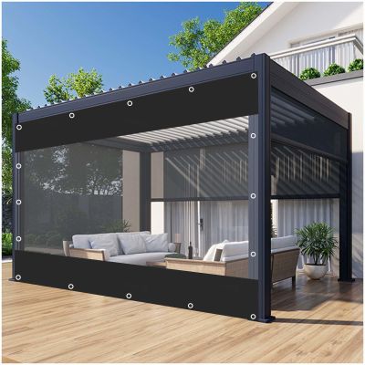 Clear PVC Outdoor Tarp Curtains with Zipper Doors, 0.5 mm, 4.6 x 3.3 m