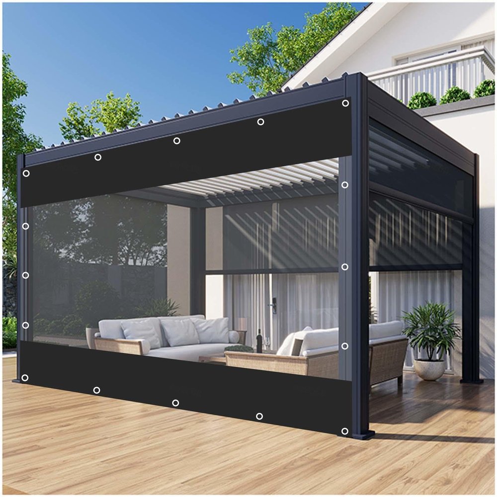 Clear PVC Outdoor Tarp Curtains with Zipper Doors, 0.5 mm, 4.6 x 3.3 m