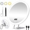 40X Lighted Makeup Magnifying Mirror, 15 cm, 3-Color LED view 2